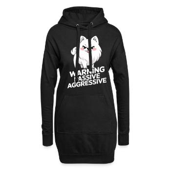 Attention Passif Agressif Chien mignon - Sweat-shirt à capuche long Femme - noir - Devant