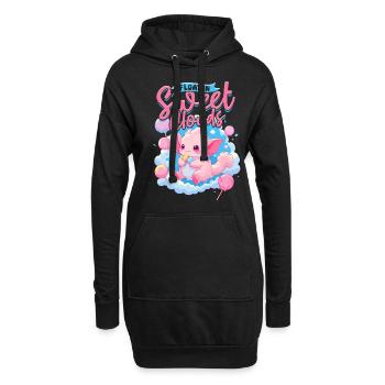 Barbe à papa flotter dans de doux nuages - Sweat-shirt à capuche long Femme - noir - Devant