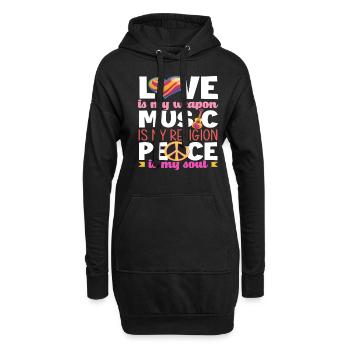 Liebe Ist Meine Waffe, Musik Ist Meine Religion, - Hoodie-Kleid - Schwarz - Vorne