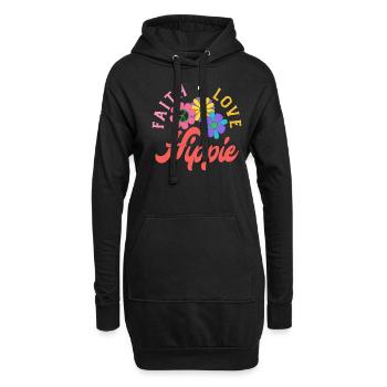 Faith Love Hippie Blumen Retro - Hoodie-Kleid - Schwarz - Vorne