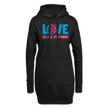 L’amour est tout ce dont vous avez besoin Coloré - Sweat-shirt à capuche long Femme - noir - Devant