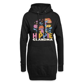 Hippie Mamie Fleurs et Champignons Rétro - Sweat-shirt à capuche long Femme - noir - Devant