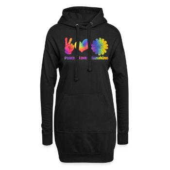 Hippie Rétro Arc-en-ciel Paix Amour Soleil - Sweat-shirt à capuche long Femme - noir - Devant