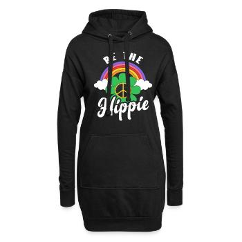 Être le Hippie Signe de Paix Arc-en-ciel Hippie - Sweat-shirt à capuche long Femme - noir - Devant