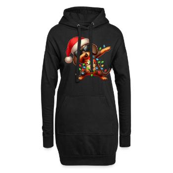 Lunettes de soleil teckel à pois Noël mignon - Sweat-shirt à capuche long Femme - noir - Devant