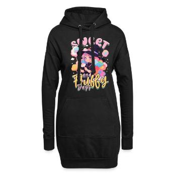 Barbe à papa Jours Sucrés Et Moelleux - Sweat-shirt à capuche long Femme - noir - Devant