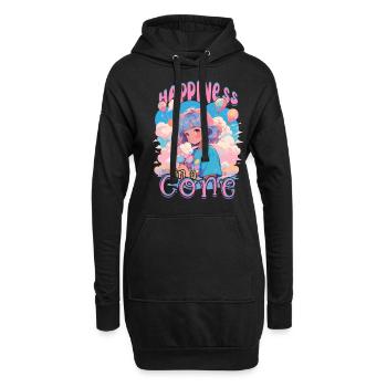 Barbe à papa : le bonheur dans un cône - Sweat-shirt à capuche long Femme - noir - Devant