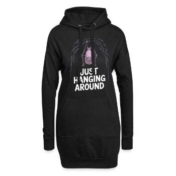 Chauve-souris Juste traîner Drôle de dicton - Sweat-shirt à capuche long Femme - noir - Devant