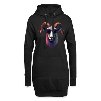 Bouledogue avec lunettes de soleil motif animal fumant - Sweat-shirt à capuche long Femme - noir - Devant