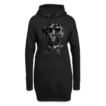 Dackel Sonnenbrille Tier Motiv Dackelhalter Dackel - Hoodie-Kleid - Schwarz - Vorne