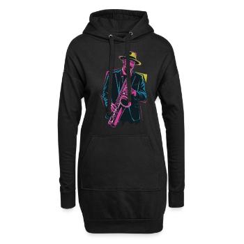Entdecke Die Magie Des Jazz Mit Saxophon - Hoodie-Kleid - Schwarz - Vorne