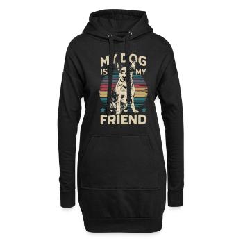 Mon chien est mon ami - Sweat-shirt à capuche long Femme - noir - Devant