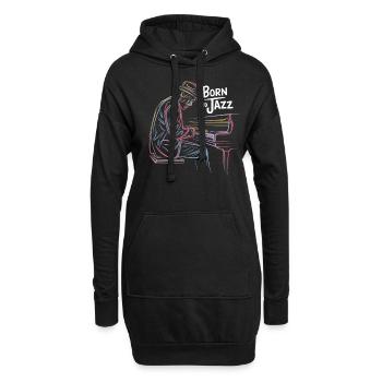 Né pour le jazz avec des musiciens au piano - Sweat-shirt à capuche long Femme - noir - Devant