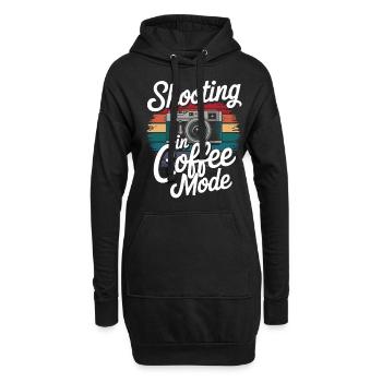 Photographe en mode café, prise de vue - Sweat-shirt à capuche long Femme - noir - Devant