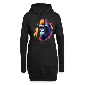 Gorille Coloré Art Oeuvre Motif Animal Gorille - Sweat-shirt à capuche long Femme - noir - Devant