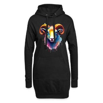 Schaf Bunte Kunst Kunstwerk Tier Motiv Schaf - Hoodie-Kleid - Schwarz - Vorne