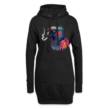 Perroquet avec des lunettes de soleil motif animal fumant - Sweat-shirt à capuche long Femme - noir - Devant