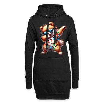 Tupfende Pomeranian Hund Sonnenbrille Niedlich Wei - Hoodie-Kleid - Schwarz - Vorne