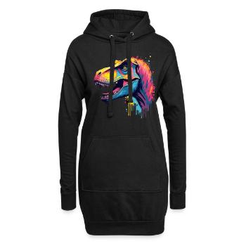 T-Rex Coloré Art Oeuvre Motif Animal Dinosaure - Sweat-shirt à capuche long Femme - noir - Devant