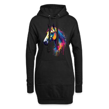 Pferd Bunte Kunst Kunstwerk Tier Motiv Pferde - Hoodie-Kleid - Schwarz - Vorne