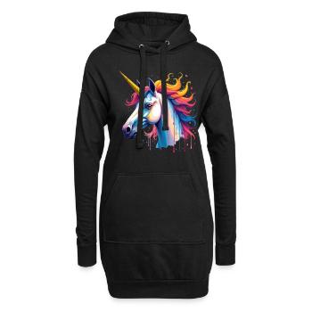 Licorne Coloré Art Oeuvre Motif Animal Licorne - Sweat-shirt à capuche long Femme - noir - Devant