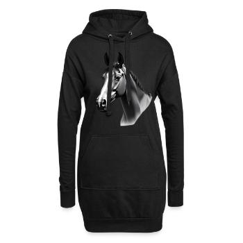 Pferd Schwarz Weiß Outfit Tier Motiv Kunst Pferde - Hoodie-Kleid - Schwarz - Vorne