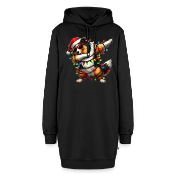 Tupfende Shetland Sheepdog Hund Sonnenbrille Weihn - Hoodie-Kleid - Schwarz - Vorne