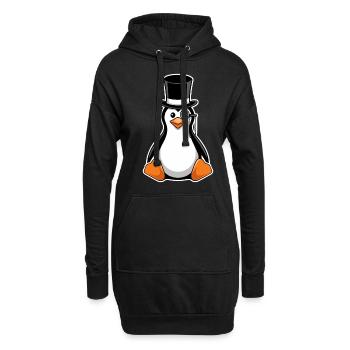 Pingouin élégant avec chapeau haut de forme et monocle - Sweat-shirt à capuche long Femme - noir - Devant