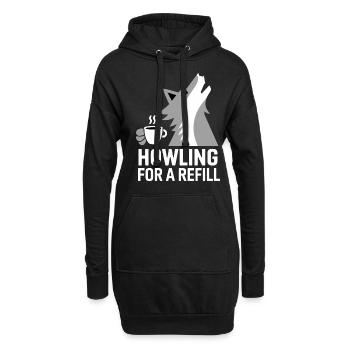 Loup hurlant pour une provision de café - Sweat-shirt à capuche long Femme - noir - Devant