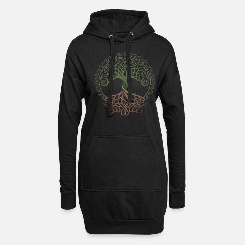 Neo Celtic Lebensbaum Symbolik - Hoodie-Kleid - Schwarz