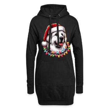 Chien des Pyrénées Chapeau de Père Noël - Sweat-shirt à capuche long Femme - noir - Devant