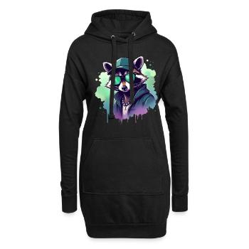raton laveur musique rappeur cool raton laveur - Sweat-shirt à capuche long Femme - noir - Devant
