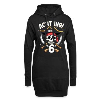 6th Birthday Pirate Gift Boys Boys - Hoodie Dress - black - Front