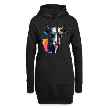 Cow Art Oeuvre Pop Art Vaches - Sweat-shirt à capuche long Femme - noir - Devant