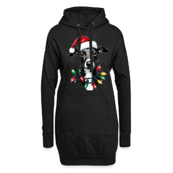 Italienischer Windhund Hund Weihnachten Hut Xmas - Hoodie-Kleid - Schwarz - Vorne