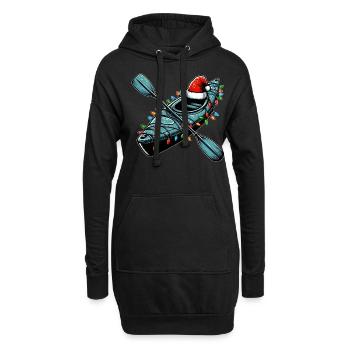 Kajakfahren Kajakfahrer Weihnachtsmütze Xmas - Hoodie-Kleid - Schwarz - Vorne