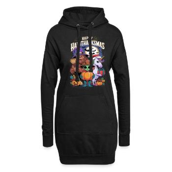 HalloThanksMas Festliche Big Foot Alien Einhorn - Hoodie-Kleid - Schwarz - Vorne