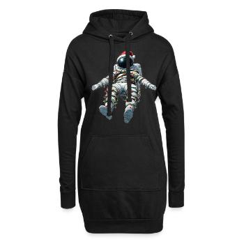 Schwebender Astronaut Weihnachtsmütze Xmas - Hoodie-Kleid - Schwarz - Vorne