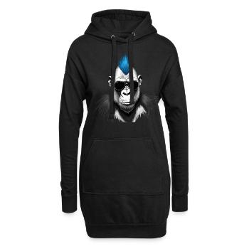 Chimpanzé punk motif animal drôle singe - Sweat-shirt à capuche long Femme - noir - Devant