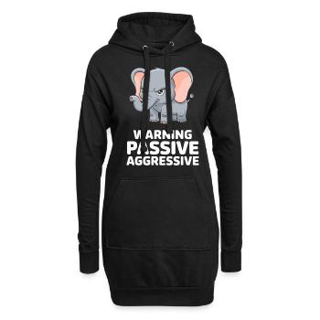 Warning Passive Aggressive Lustiger Elefant - Hoodie-Kleid - Schwarz - Vorne