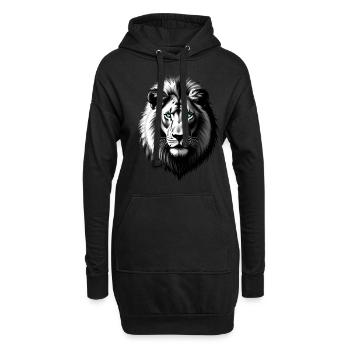 Lion aux yeux bleus motif animal Art Lion - Sweat-shirt à capuche long Femme - noir - Devant