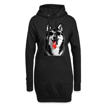 Husky chien motif animal chiens drôles - Sweat-shirt à capuche long Femme - noir - Devant