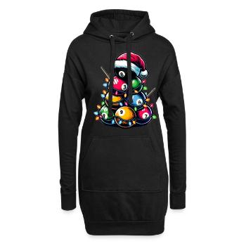 Boule de billard tas queue de billard chapeau de Noël Noël - Sweat-shirt à capuche long Femme - noir - Devant