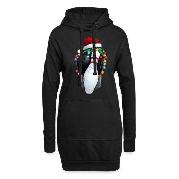 Bowling melon chapeau de Noël Noël - Sweat-shirt à capuche long Femme - noir - Devant