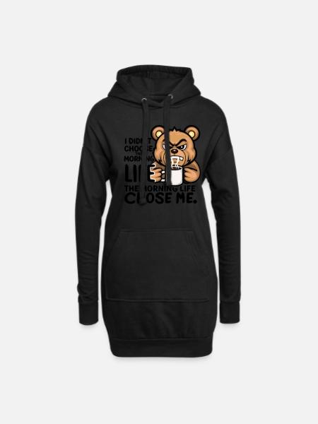I Hate Morning People für einen Morgenmuffel - Hoodie-Kleid - Schwarz