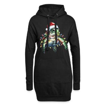Meeresschildkröte Ozean Weihnachtsmütze Xmas - Hoodie-Kleid - Schwarz - Vorne