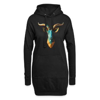 Chèvre Polygone Chèvres Motif Animal Art Chèvre - Sweat-shirt à capuche long Femme - noir - Devant