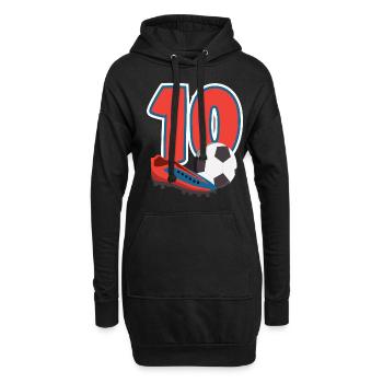 Football Anniversaire 10e anniversaire Fête d’anniversaire des enfants - Sweat-shirt à capuche long Femme - noir - Devant