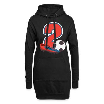 Fête d’anniversaire des enfants de football 2 ans - Sweat-shirt à capuche long Femme - noir - Devant
