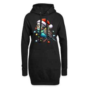 Chapeau de Noël Perruche Perruche Perroquet - Sweat-shirt à capuche long Femme - noir - Devant